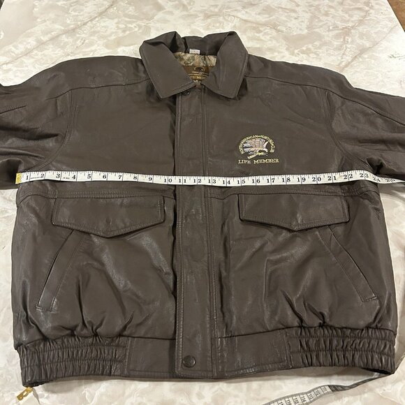 Vintage North American Hunting Club Life Members Leather Jacket Large Full Zip - Picture 6 of 7
